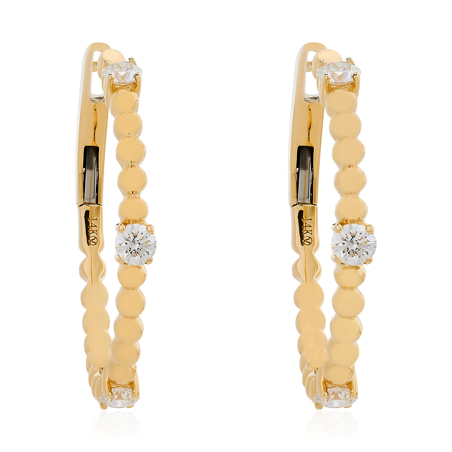 Beaded Diamond Hoop Earrings