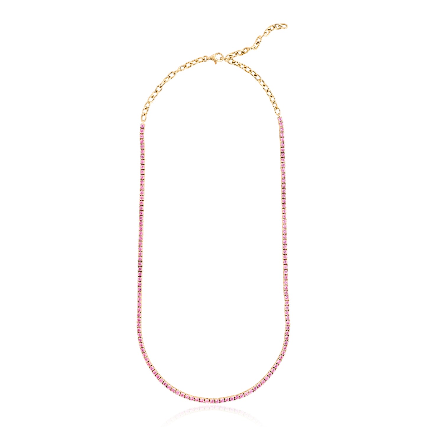 Pink Sapphire "Luxe" Tennis Necklace With Extender