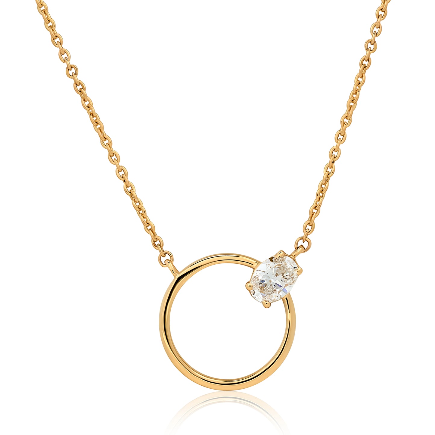 Open Circle Oval Diamond Pendant