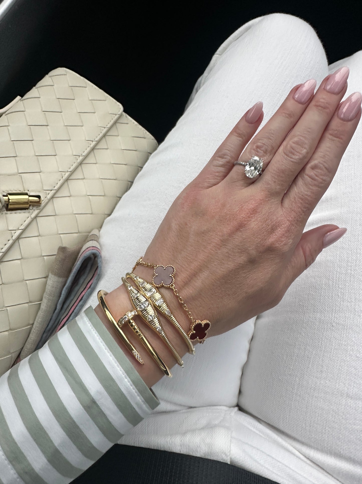 Emerald Cut and Pear Shape Diamond Fluted Bangle Bracelet