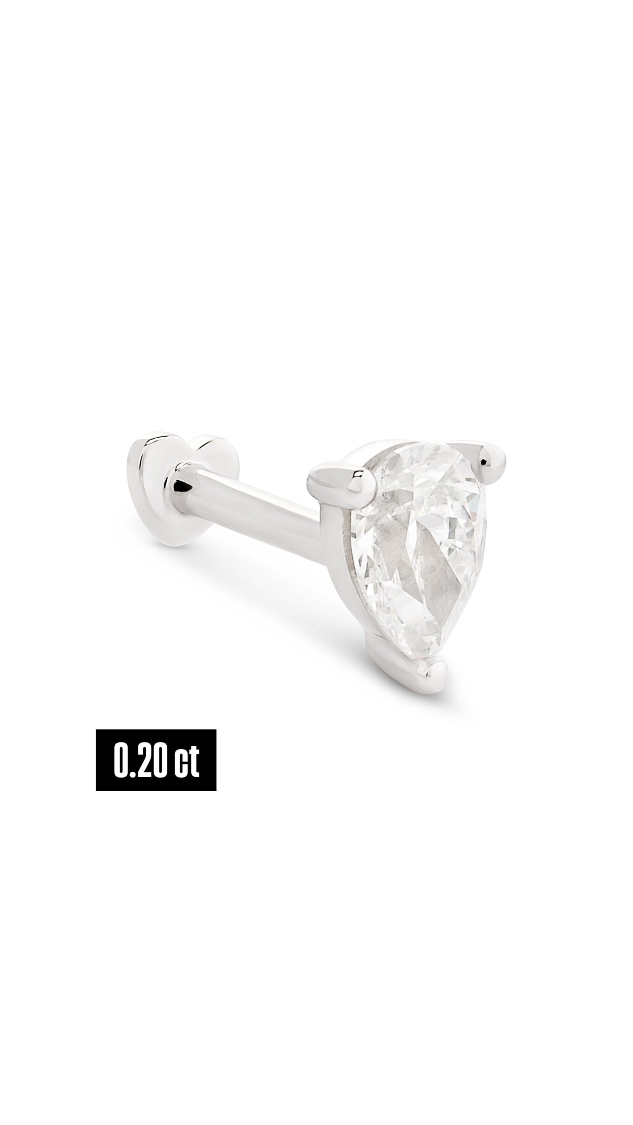 Pear Shape Diamond Flat Back Stud Earring