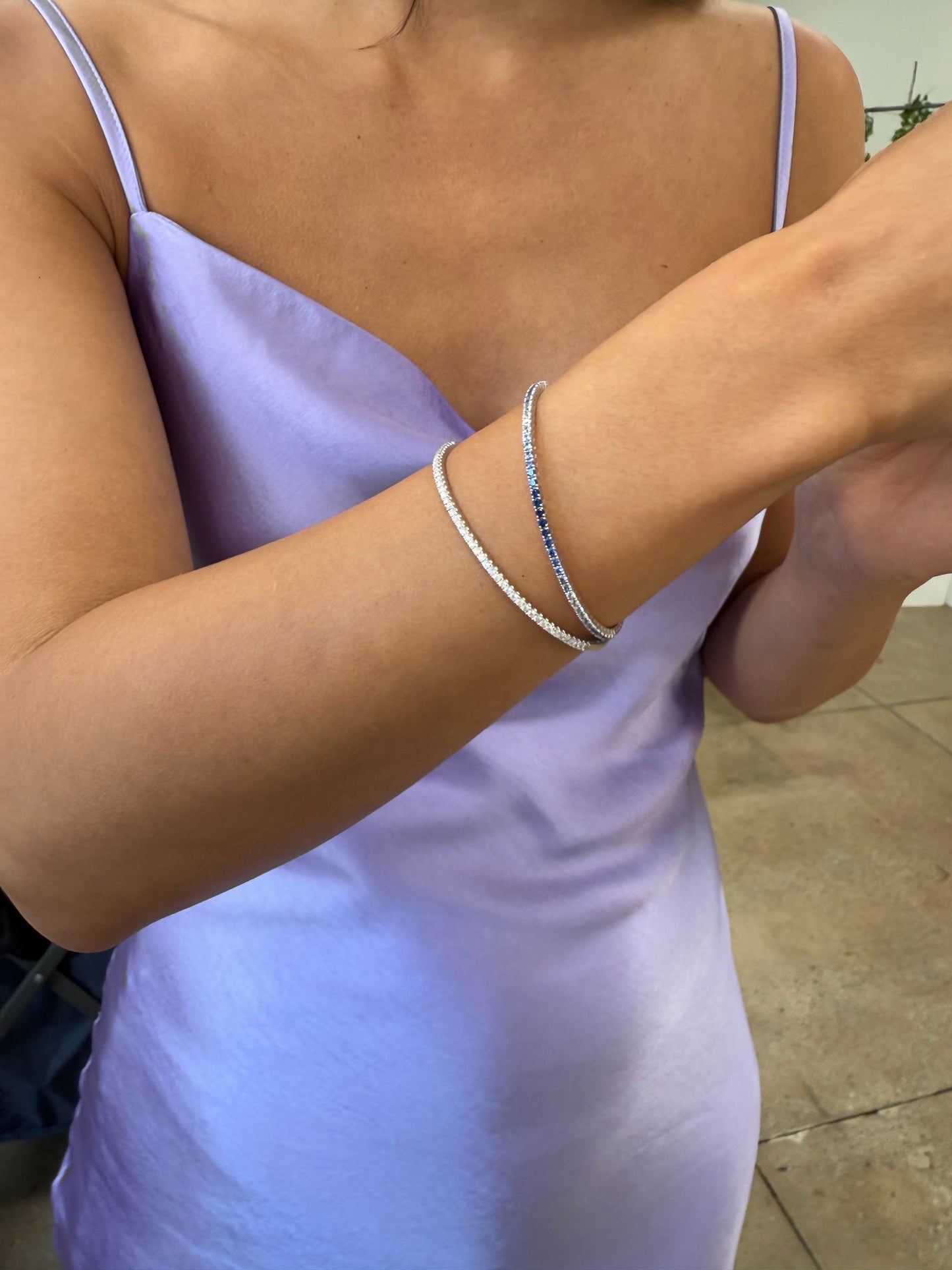 Ombre Blue Sapphire Flex Bangle Bracelet