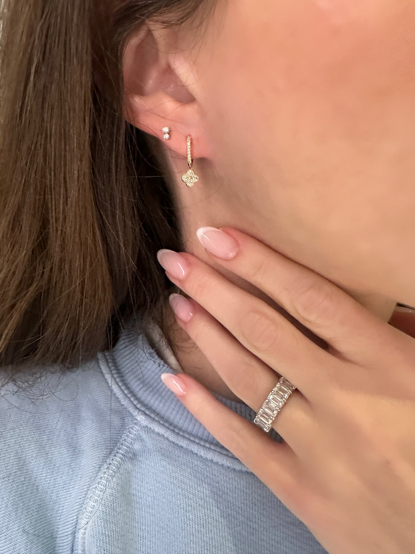 Petite Diamond Clover Dangle Earrings