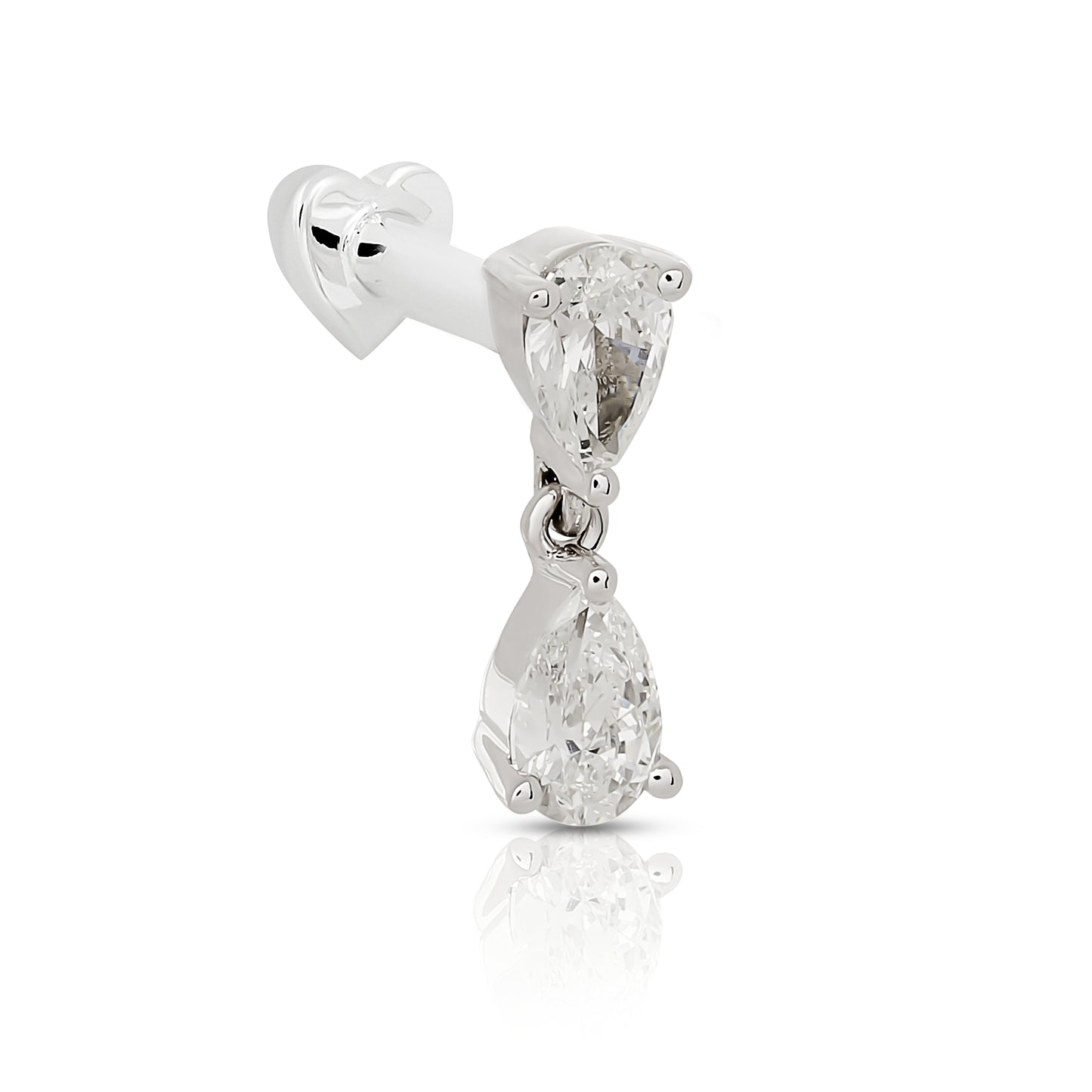 Diamond Pear Drop Flat Back Earring