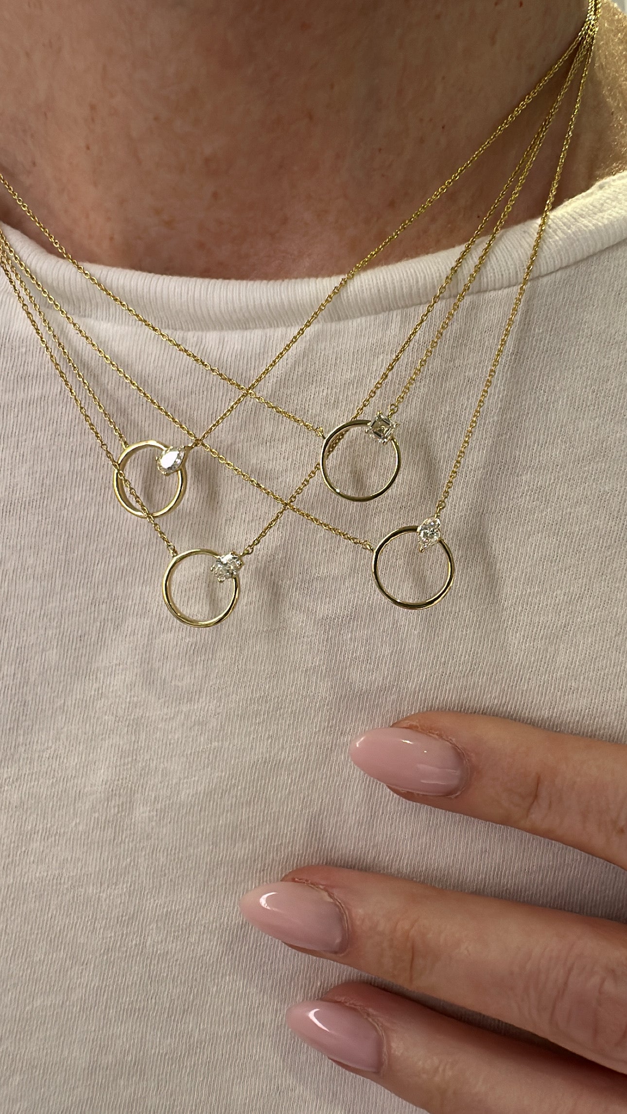 Open Circle Square Cut Diamond Pendant