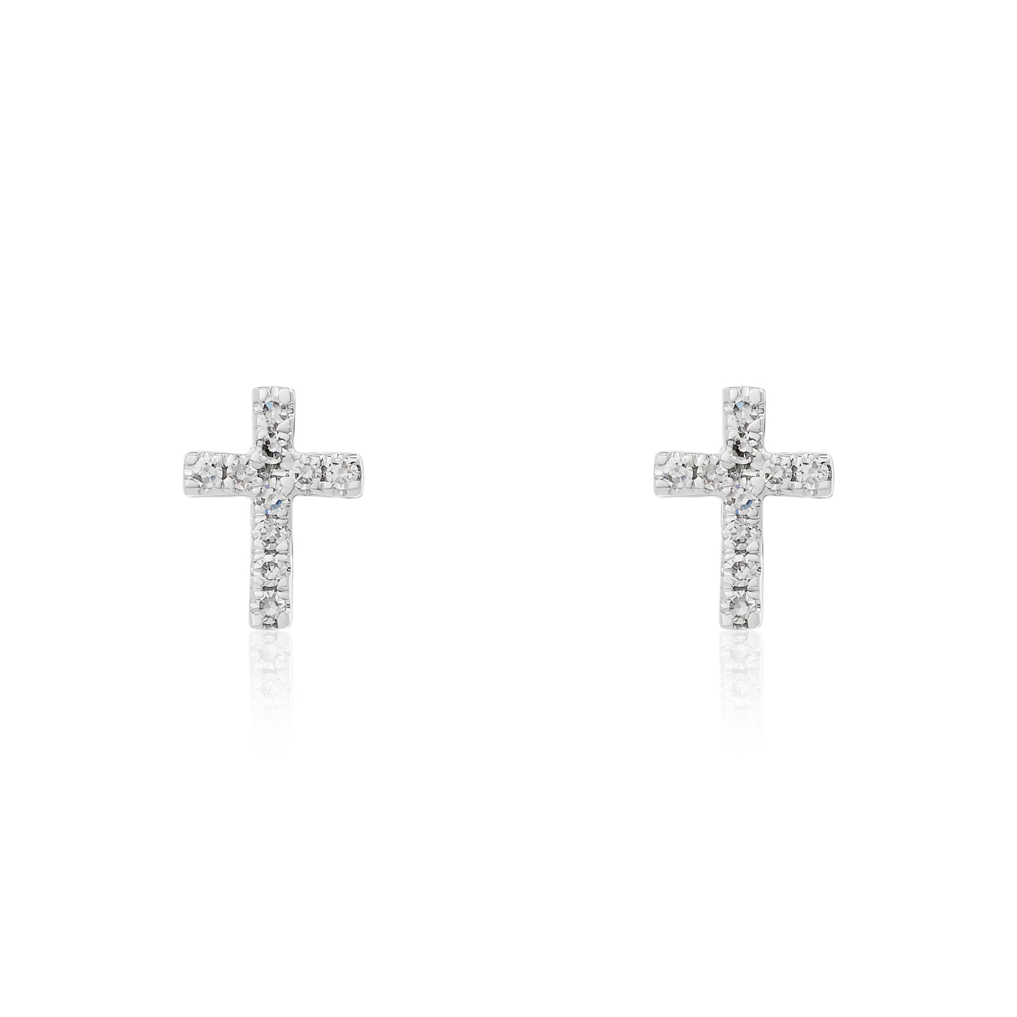 Petite Stud Diamond Cross Earrings