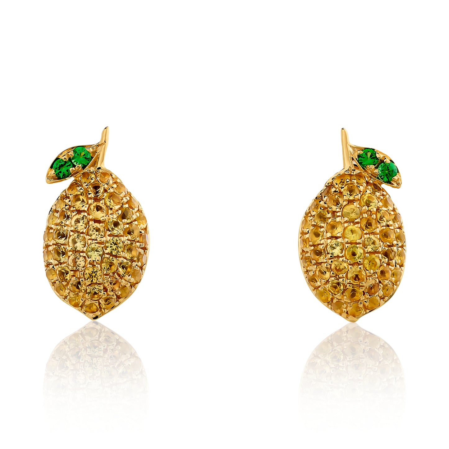 Yellow Sapphire and Tsavorite Lemon Stud Earrings