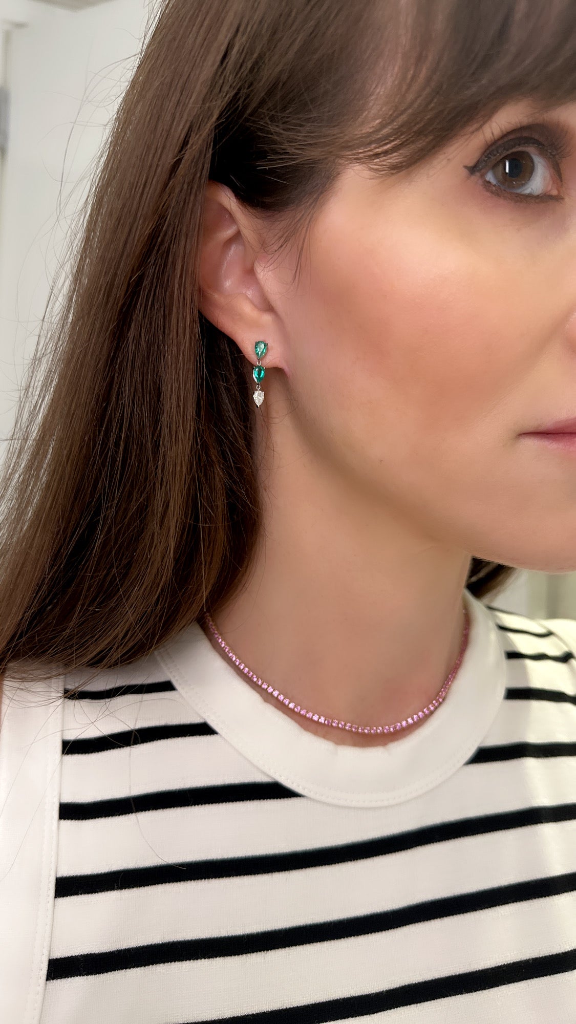 Pink Sapphire "Luxe" Tennis Necklace With Extender
