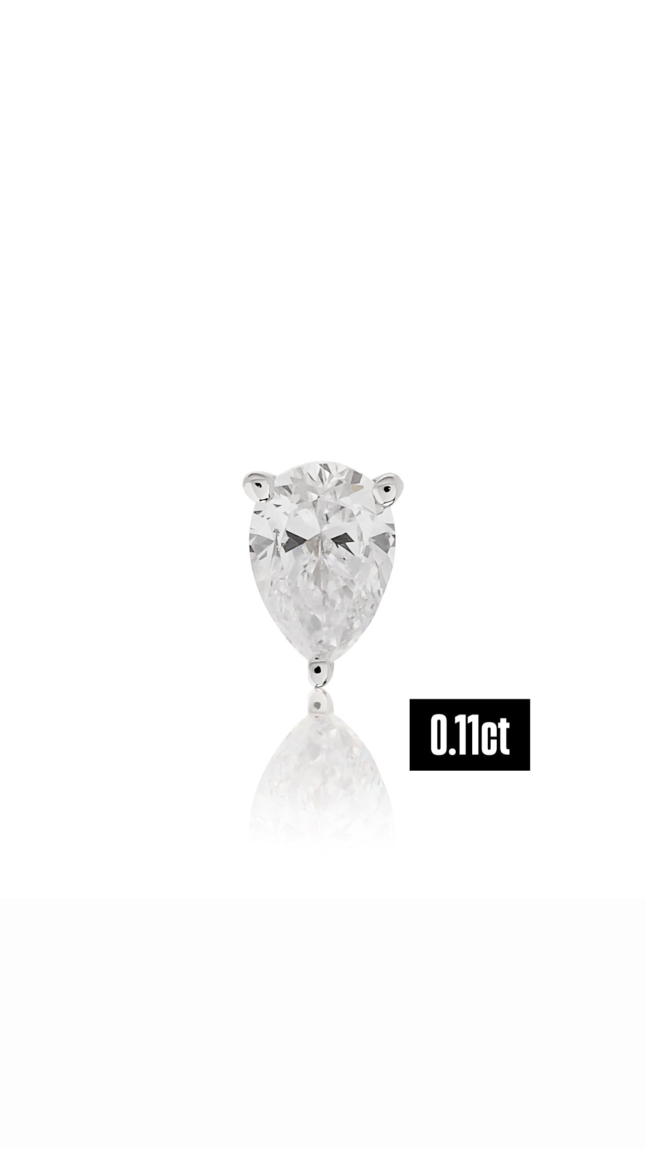 Pear Shape Diamond Flat Back Stud Earring