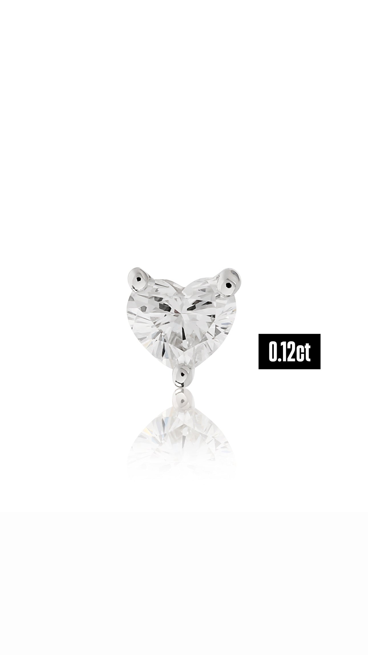 Diamond Flat back Heart Stud Earring