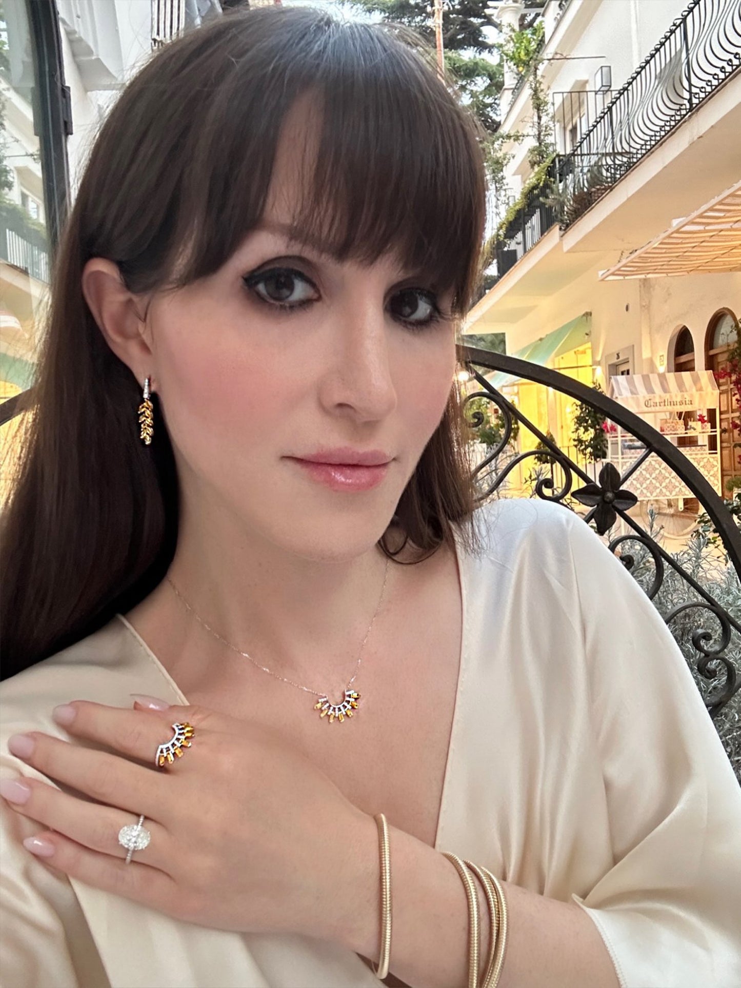 Sapphire and Diamond Leaf Earrings - Two