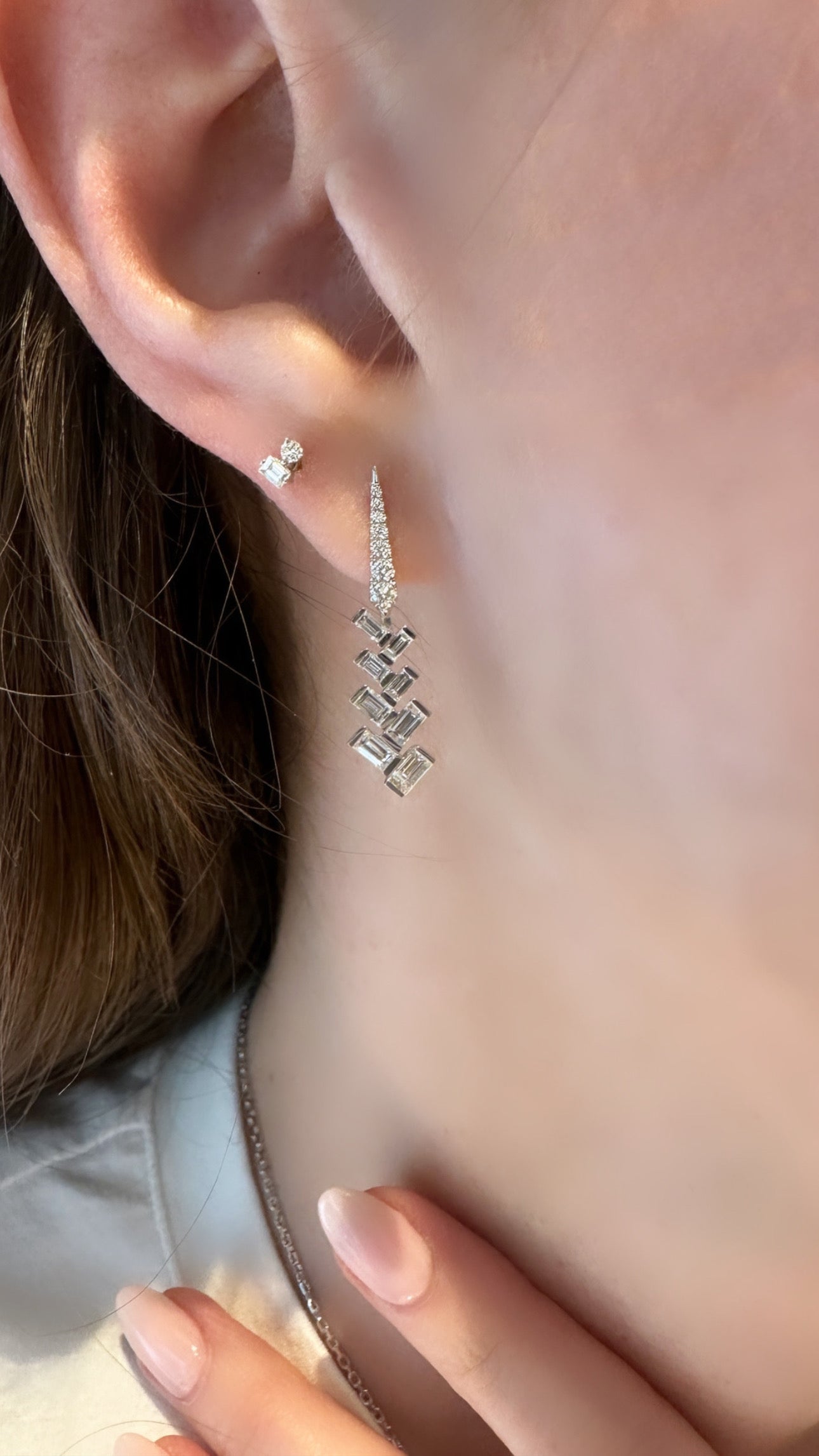 Chevron Diamond Drop Earring