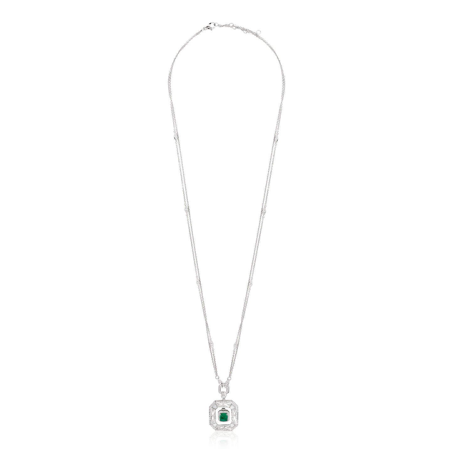 Emerald, Diamond and Mother of Pearl Necklace