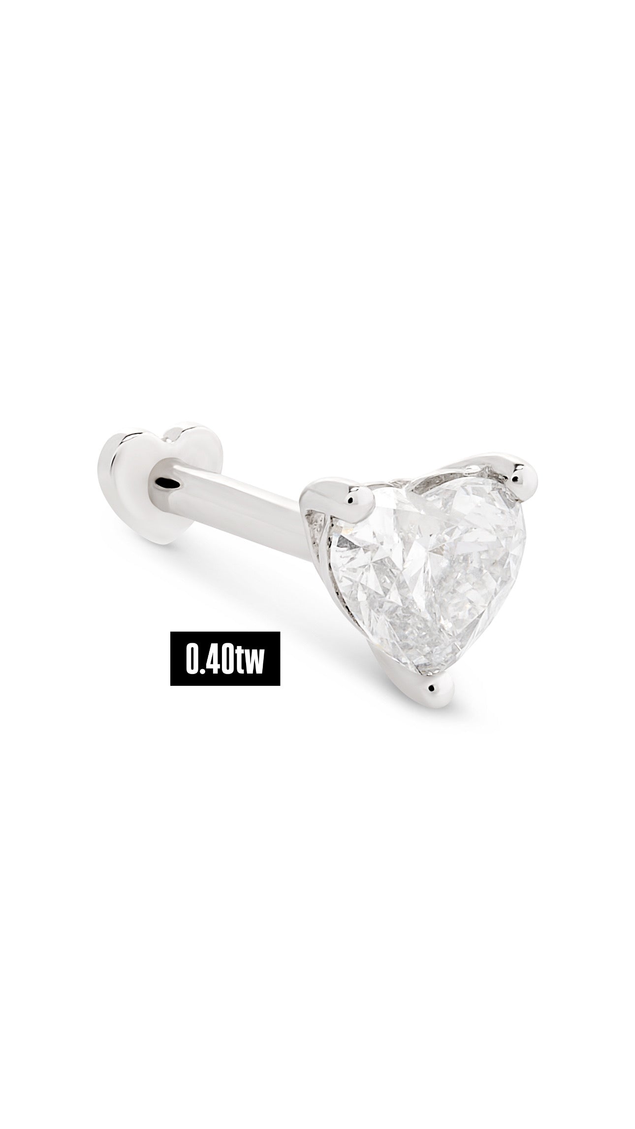 Diamond Flat back Heart Stud Earring
