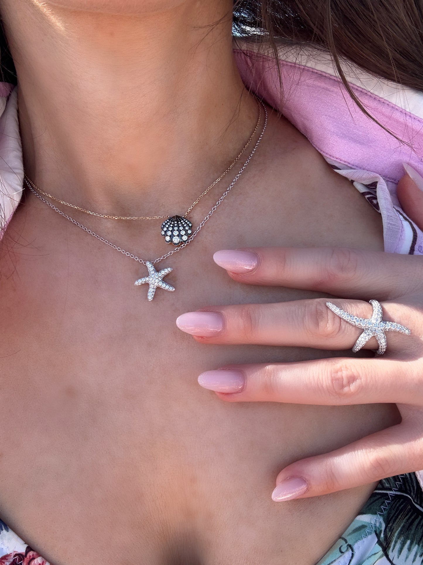 Diamond Starfish Pendant