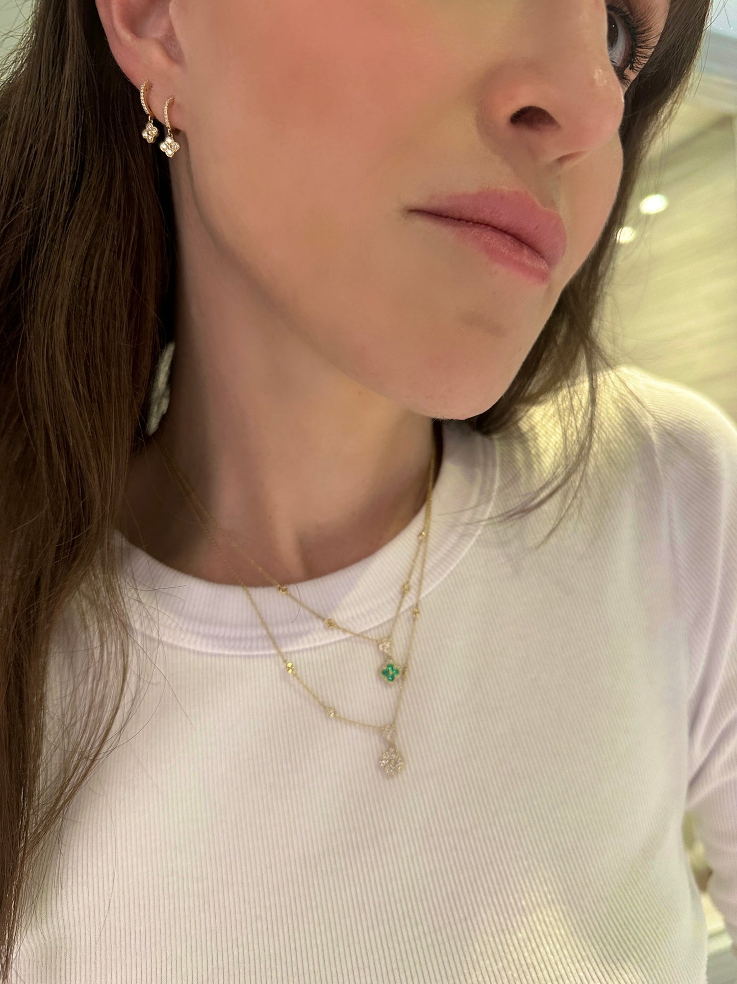 Petite Diamond Clover Dangle Earrings