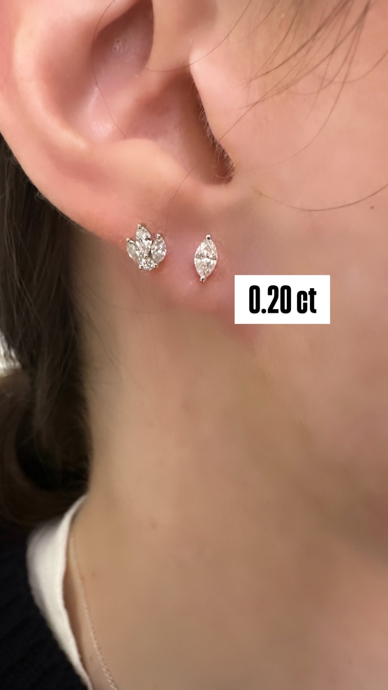 Marquise Shape Flat Back Diamond Stud Earring