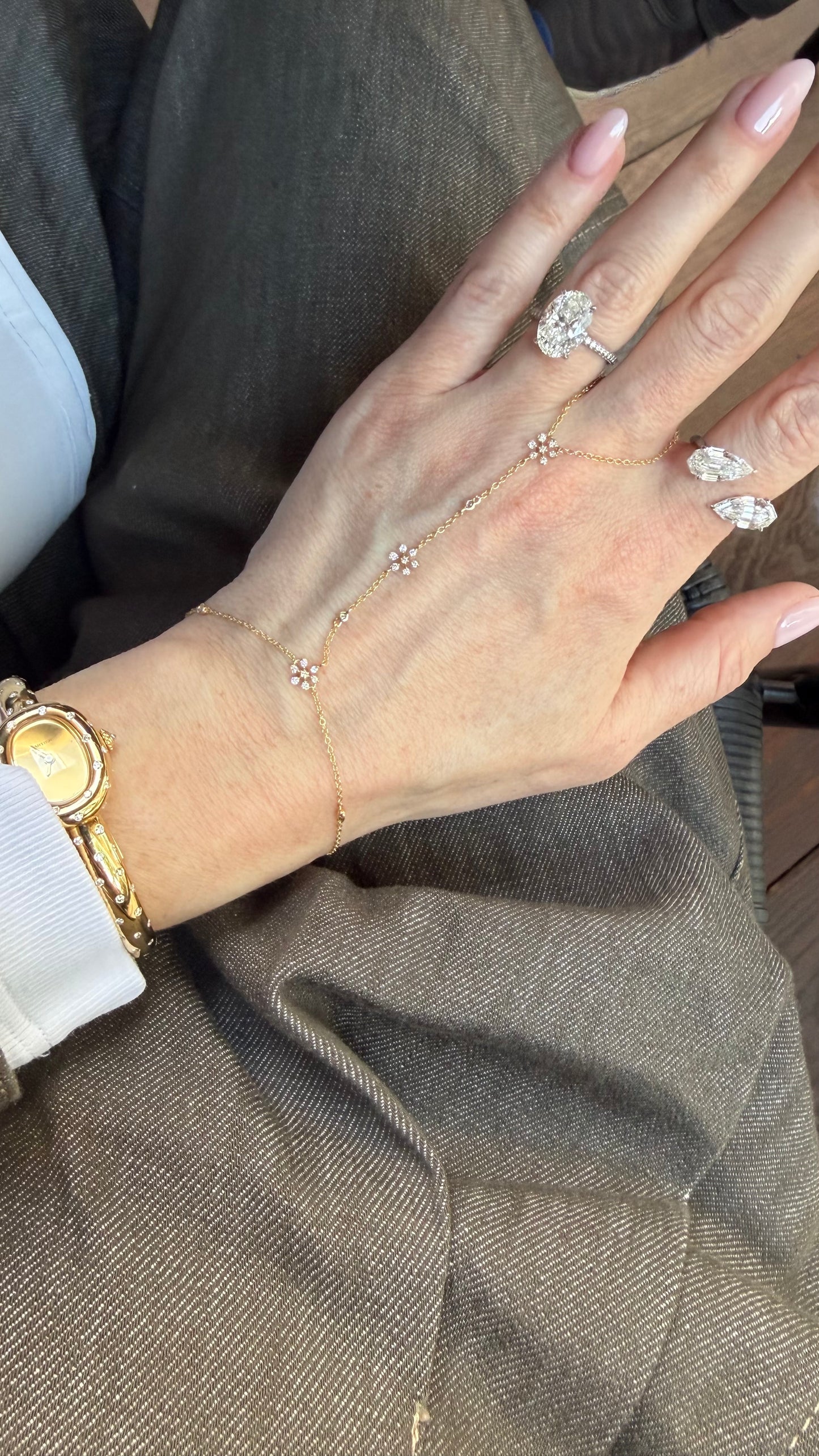 Diamond Flower Hand Chain Bracelet