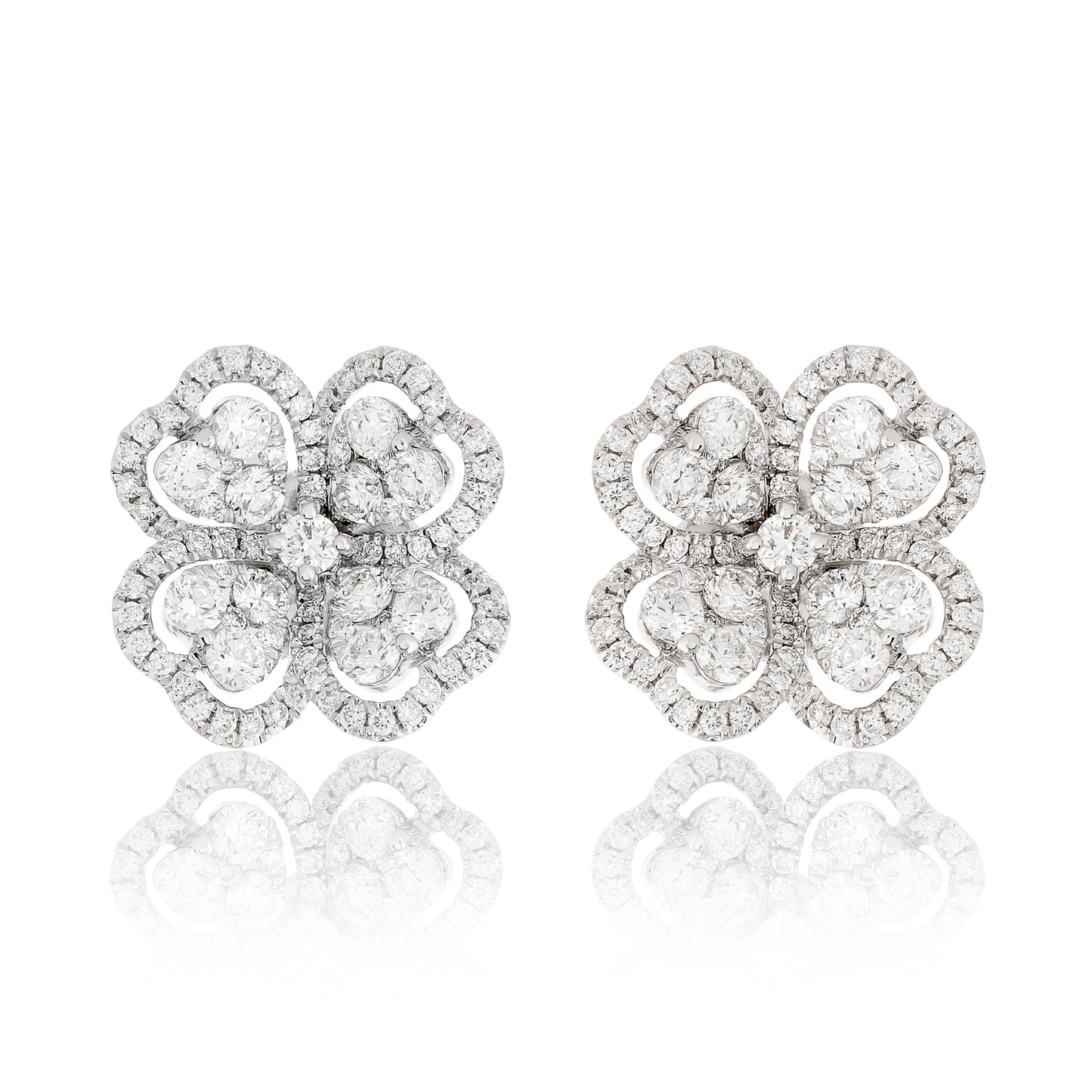Diamond Heart Clover Earrings