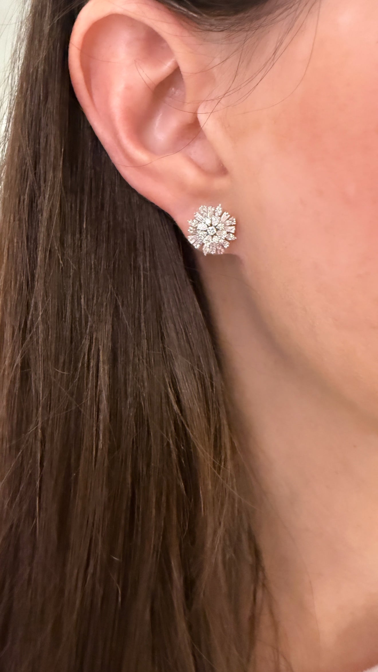 Estate Diamond Snowflake Earrings