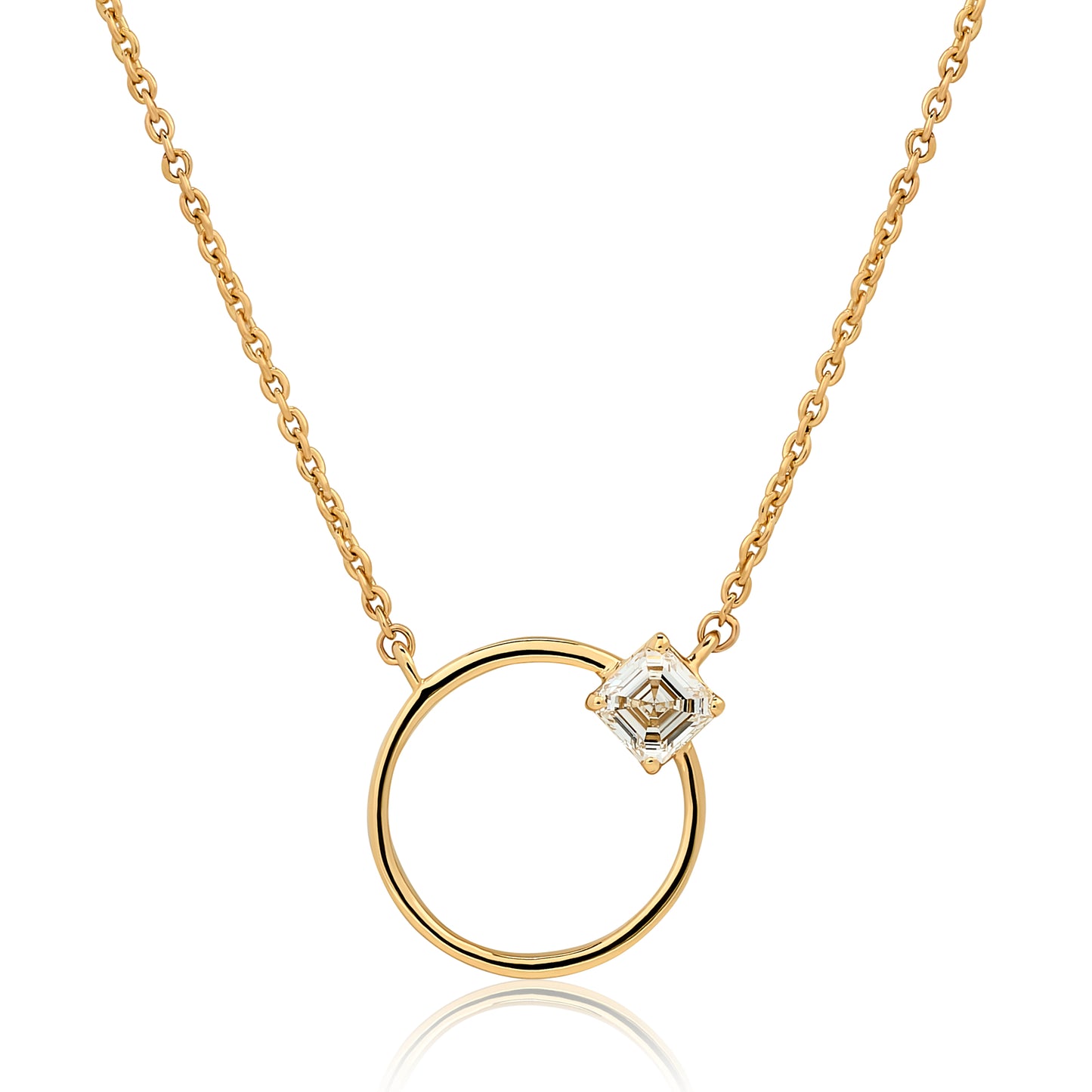 Open Circle Square Cut Diamond Pendant