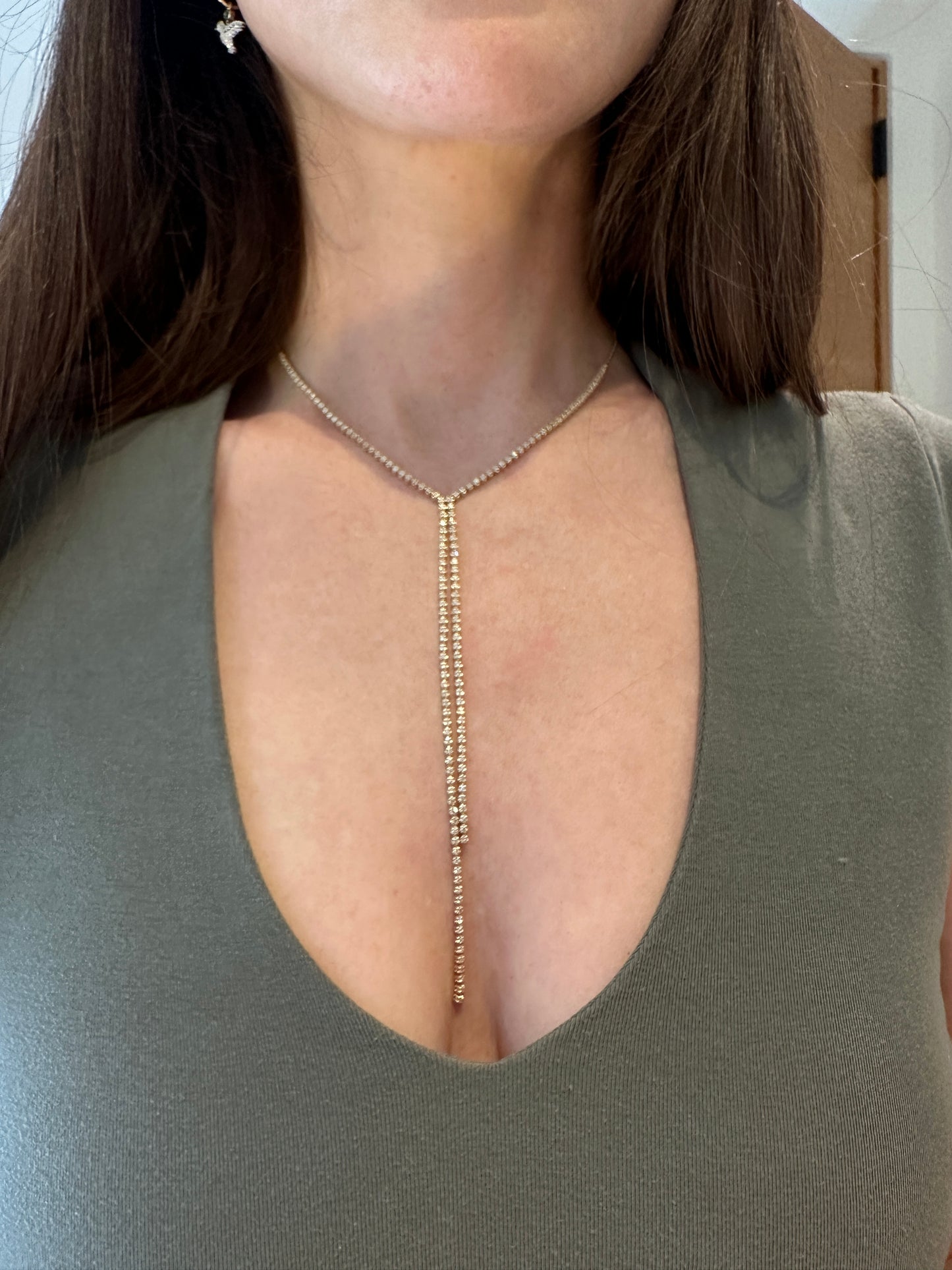 Double Drop Diamond Lariat Necklace