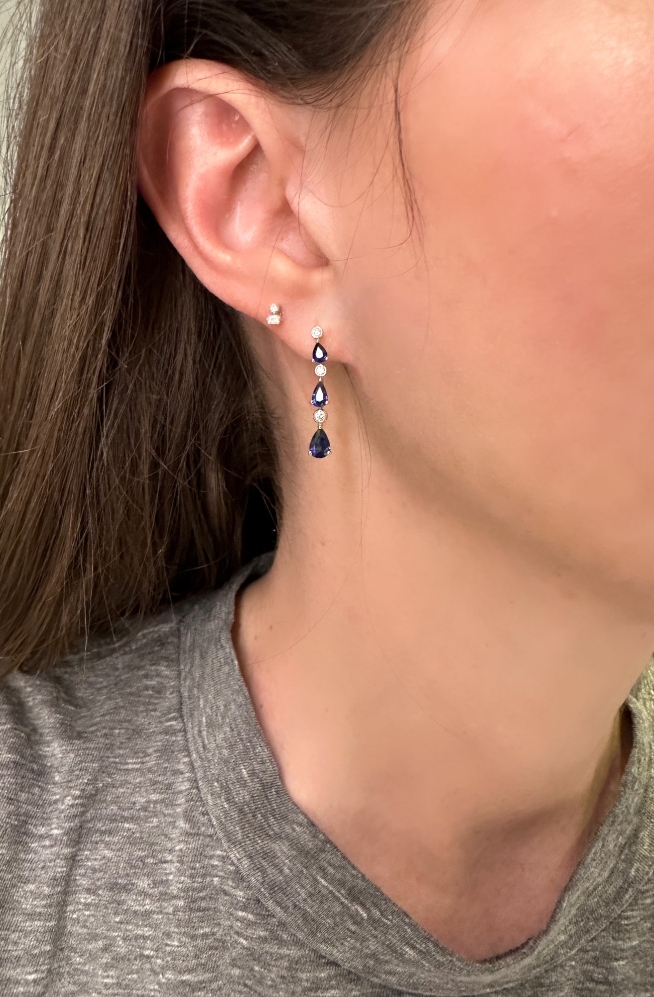 Sapphire and Diamond Dangle Earrings
