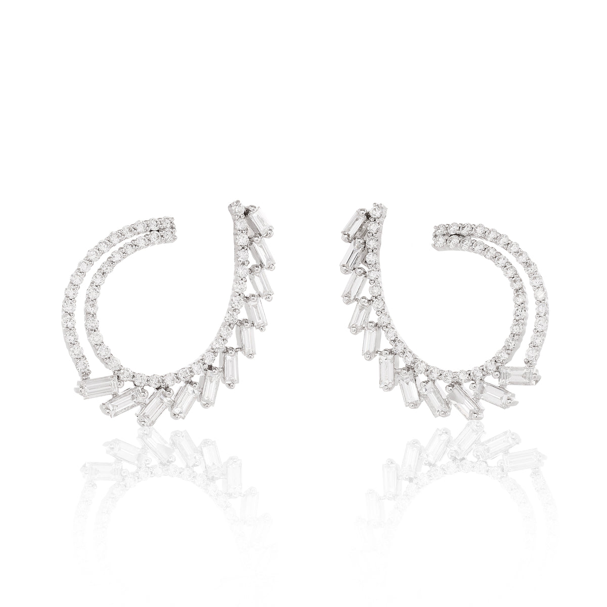 Curved Diamond Statement Earrings Nicole Rose Fine Jewelry