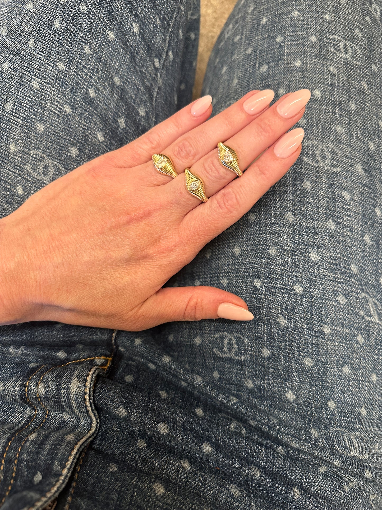 Fluted Diamond Heart Ring