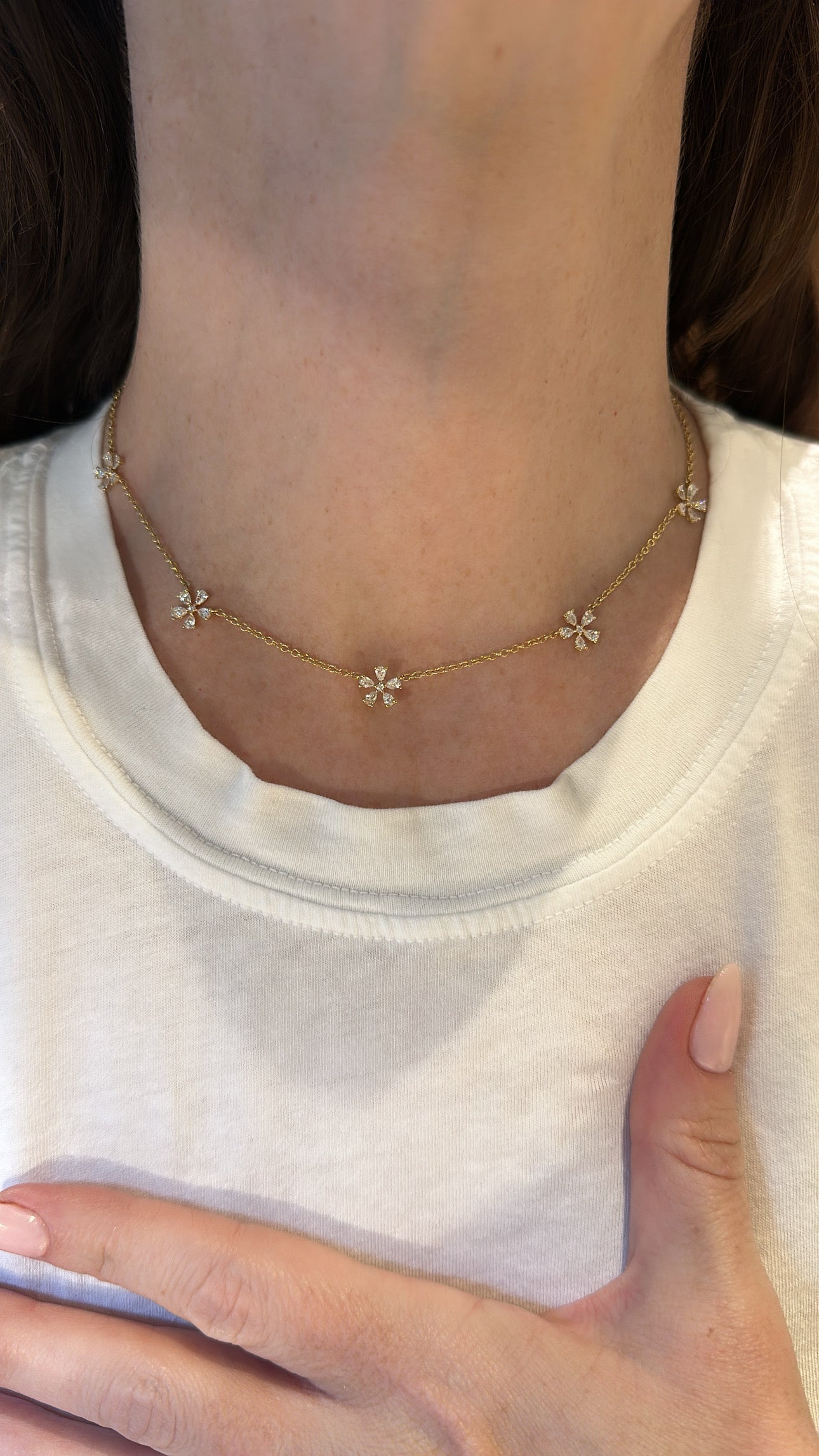 Five Flower Diamond Necklace