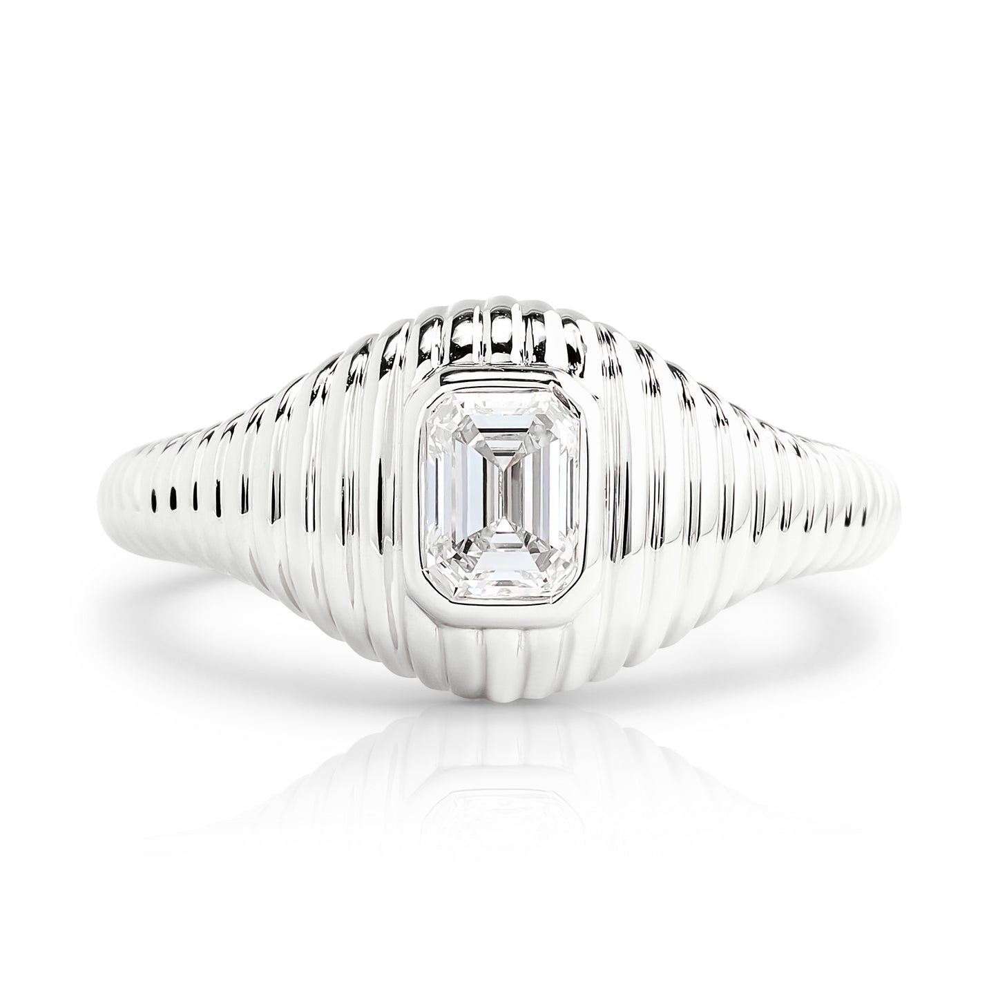 Fluted Emerald Cut Diamond Ring