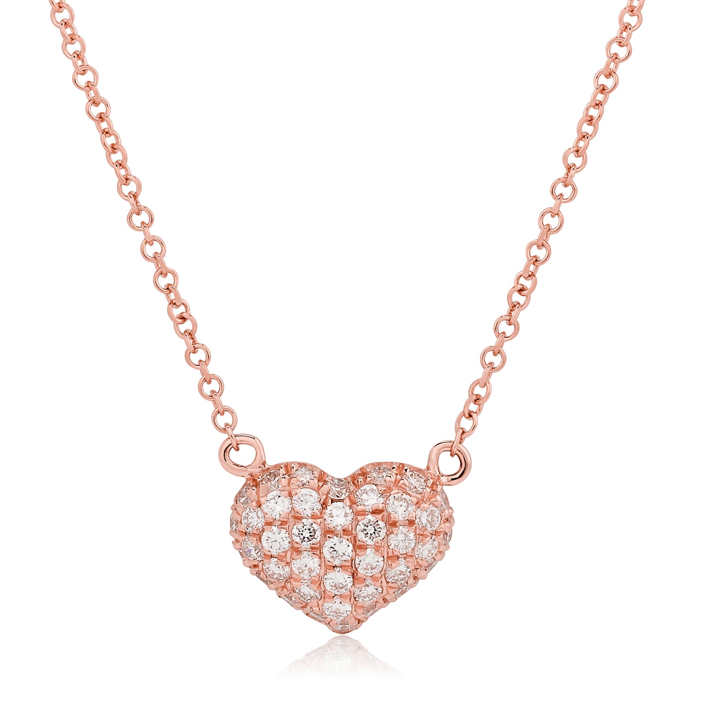 Puffy Diamond Heart Pendant Necklace
