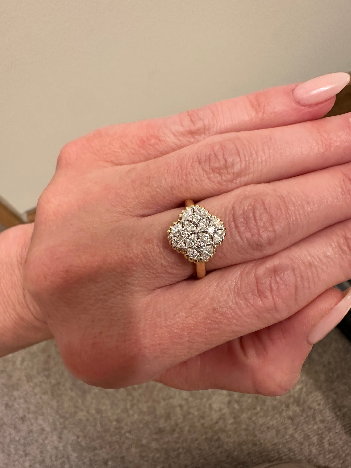 Two Tone Diamond Clover Ring