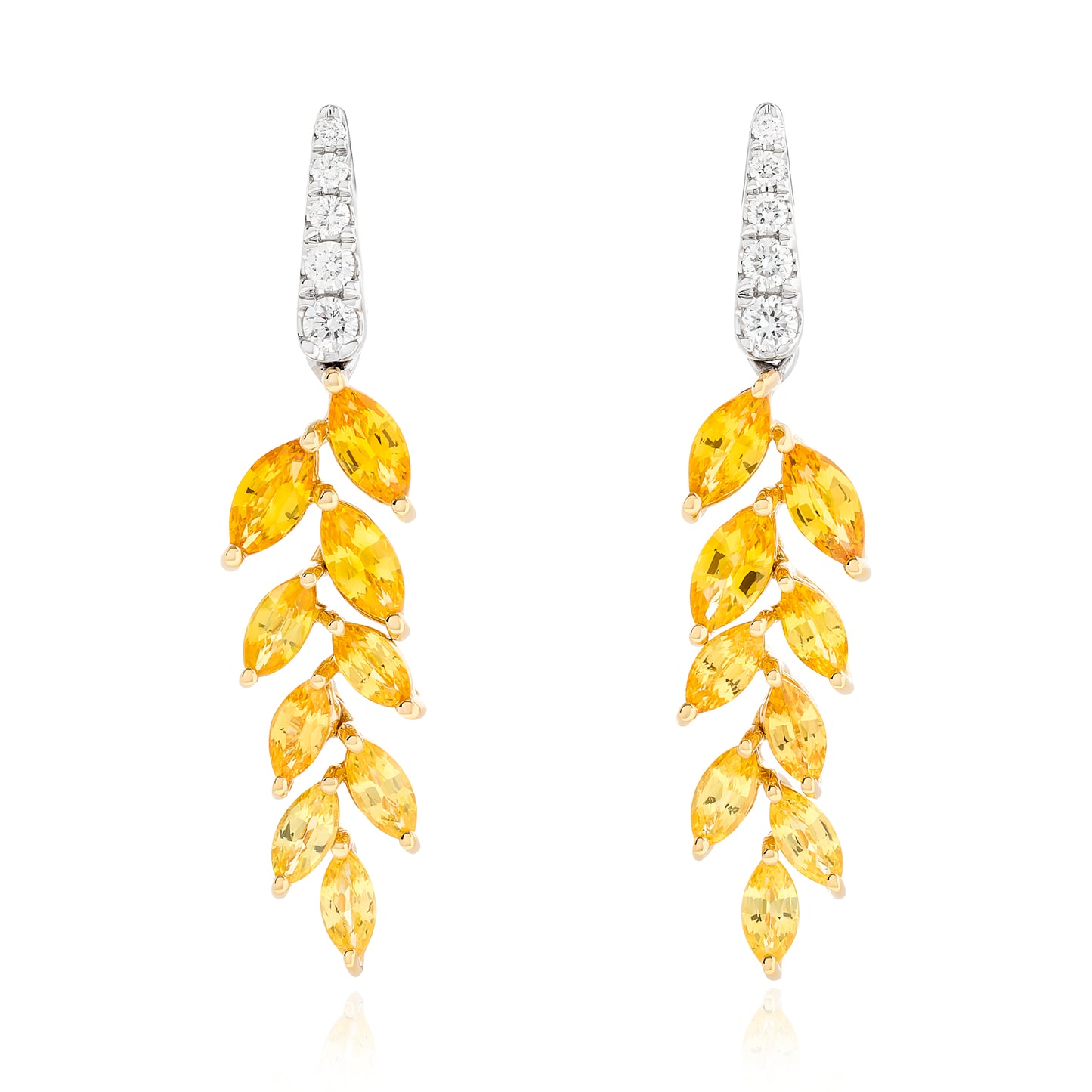 Sapphire and Diamond Leaf Earrings