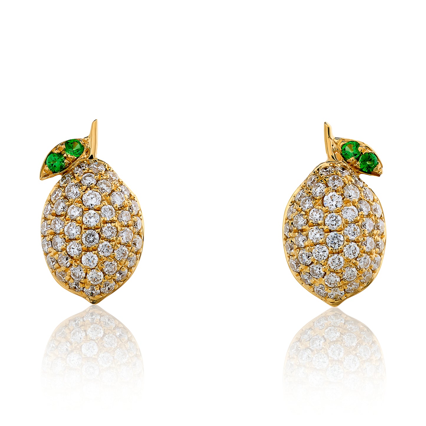 Diamond and Tsavorite Lemon Stud Earrings