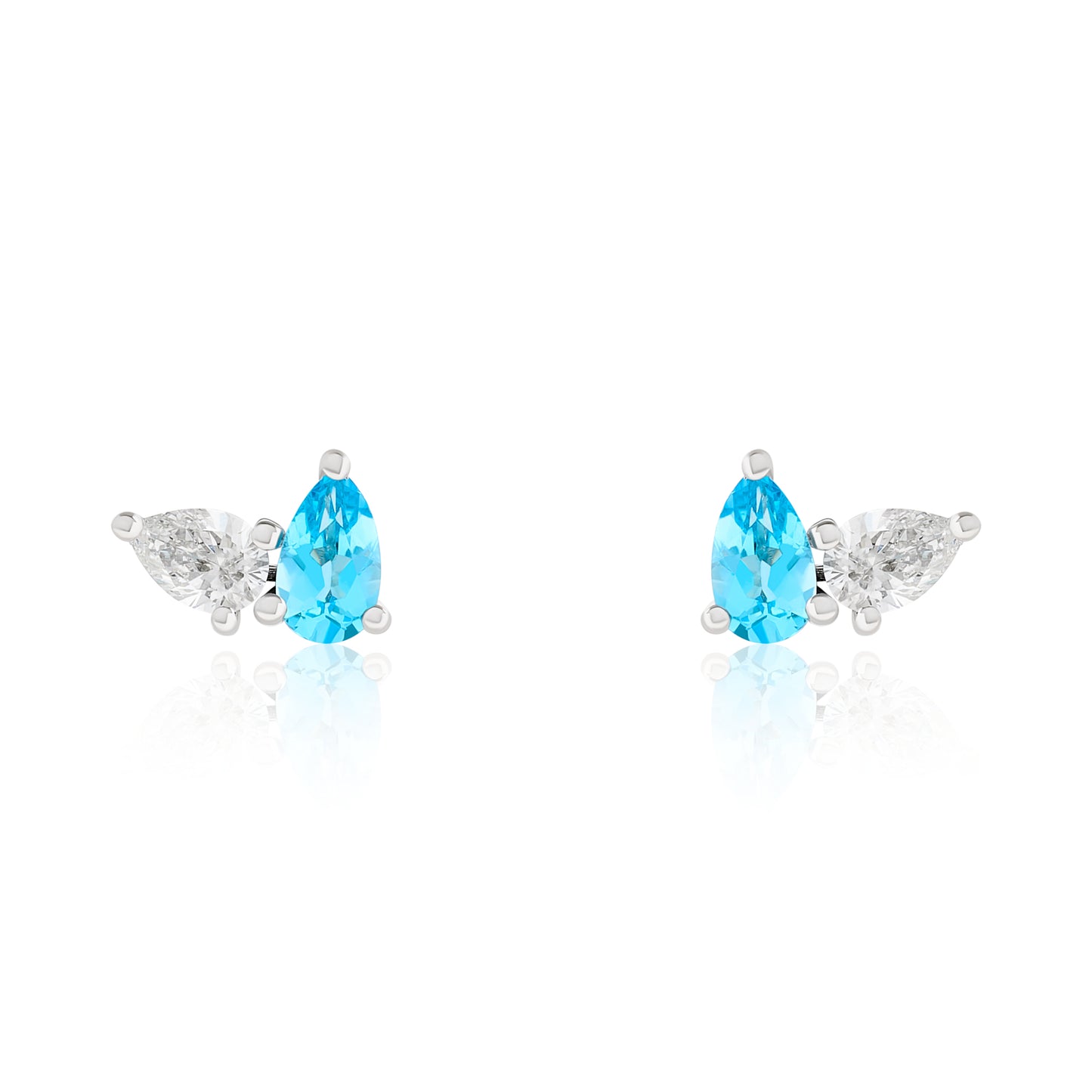 Toi Et Moi Diamond and Topaz Birthstone Stud Earrings