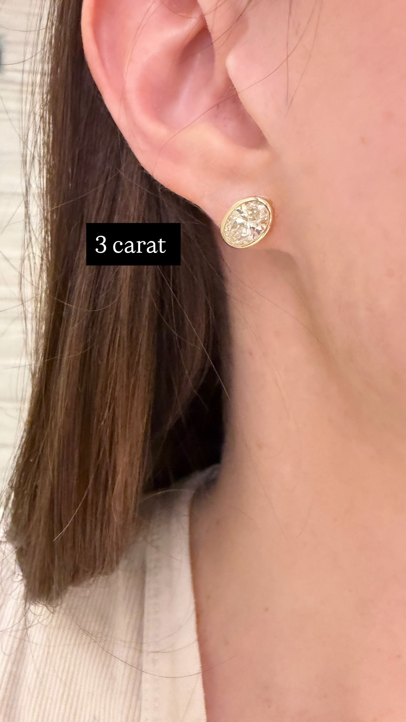 Lab Grown Diamond Oval Bezel Set Stud Earrings