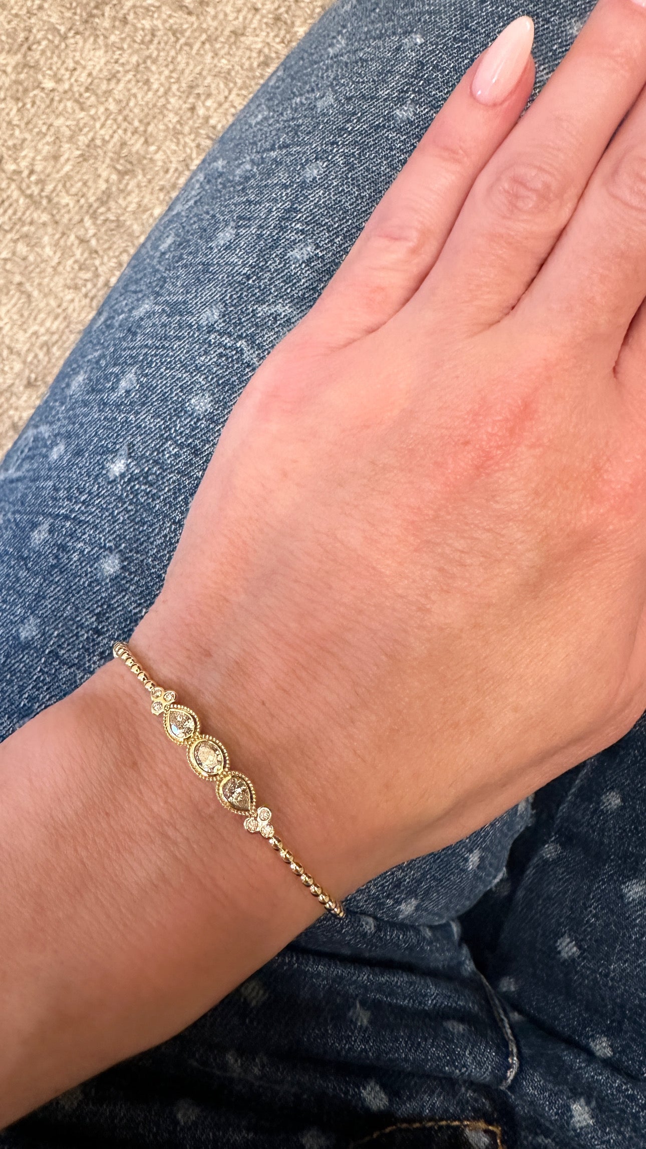 Beaded Style Diamond Bangle Bracelet