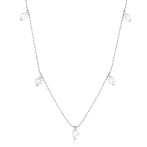Five Diamond Dangle Necklace - White