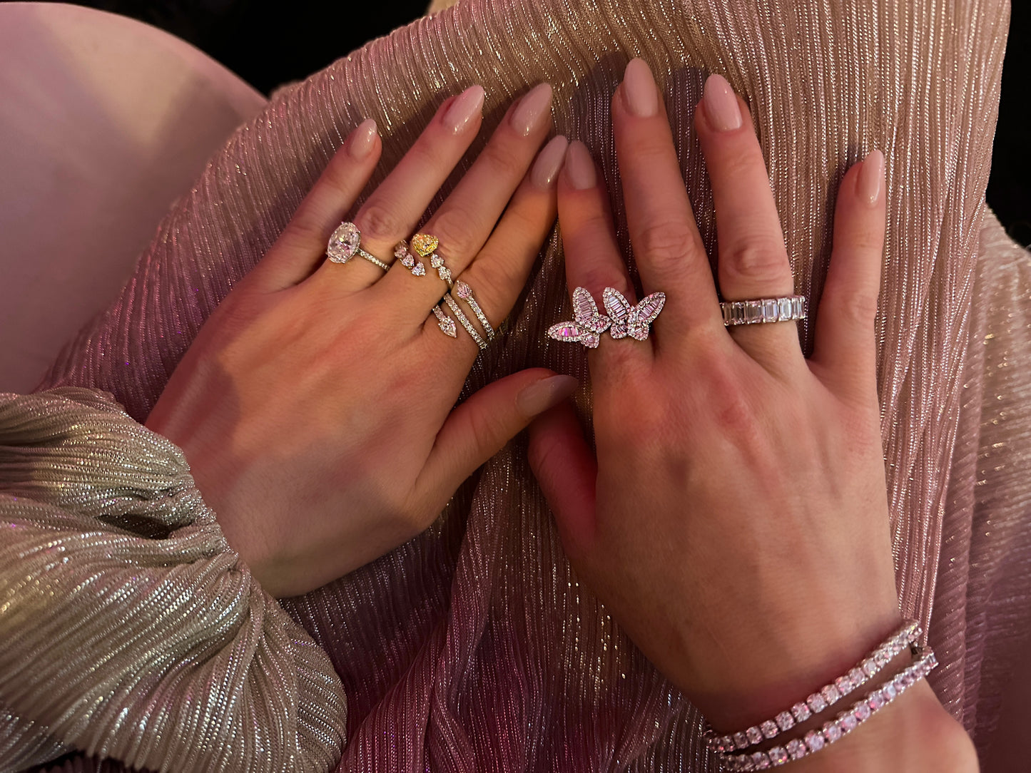 Diamond Heart Cross Over Ring