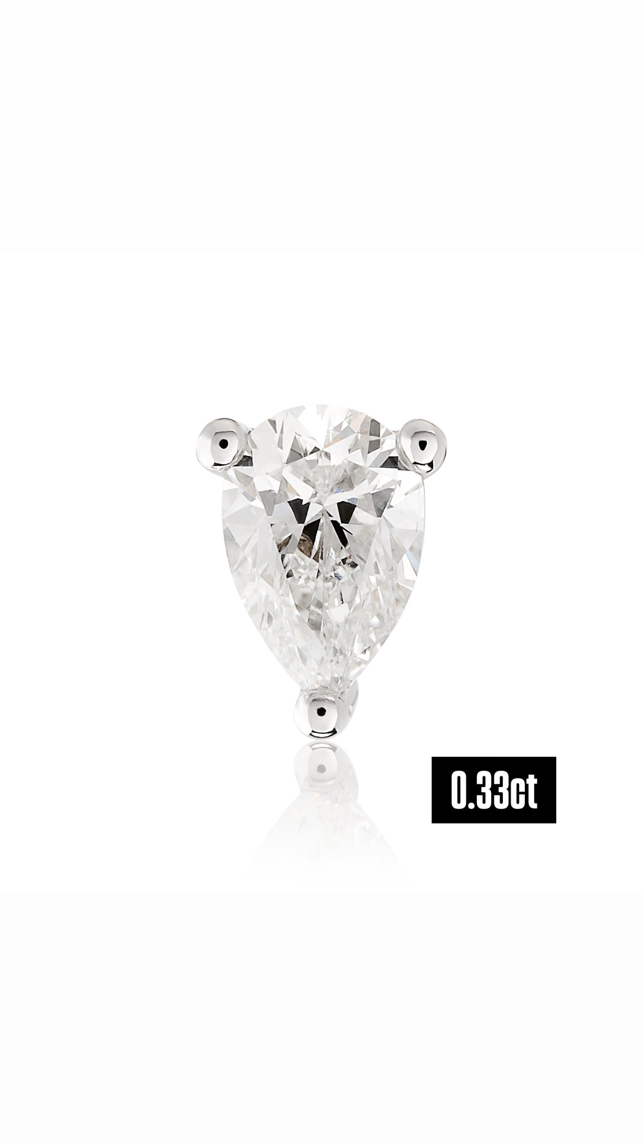 Pear Shape Diamond Flat Back Stud Earring