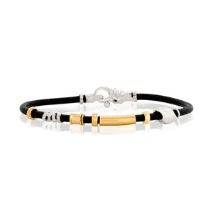 Gents Gold and Silver Leather Bracelet