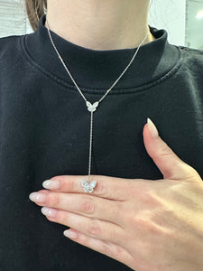 Mini Butterfly Diamond Lariat Necklace - Four