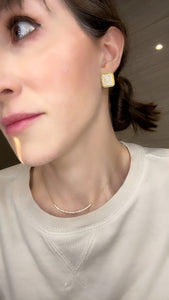 Square Shape Pave Diamond Earrings - Two