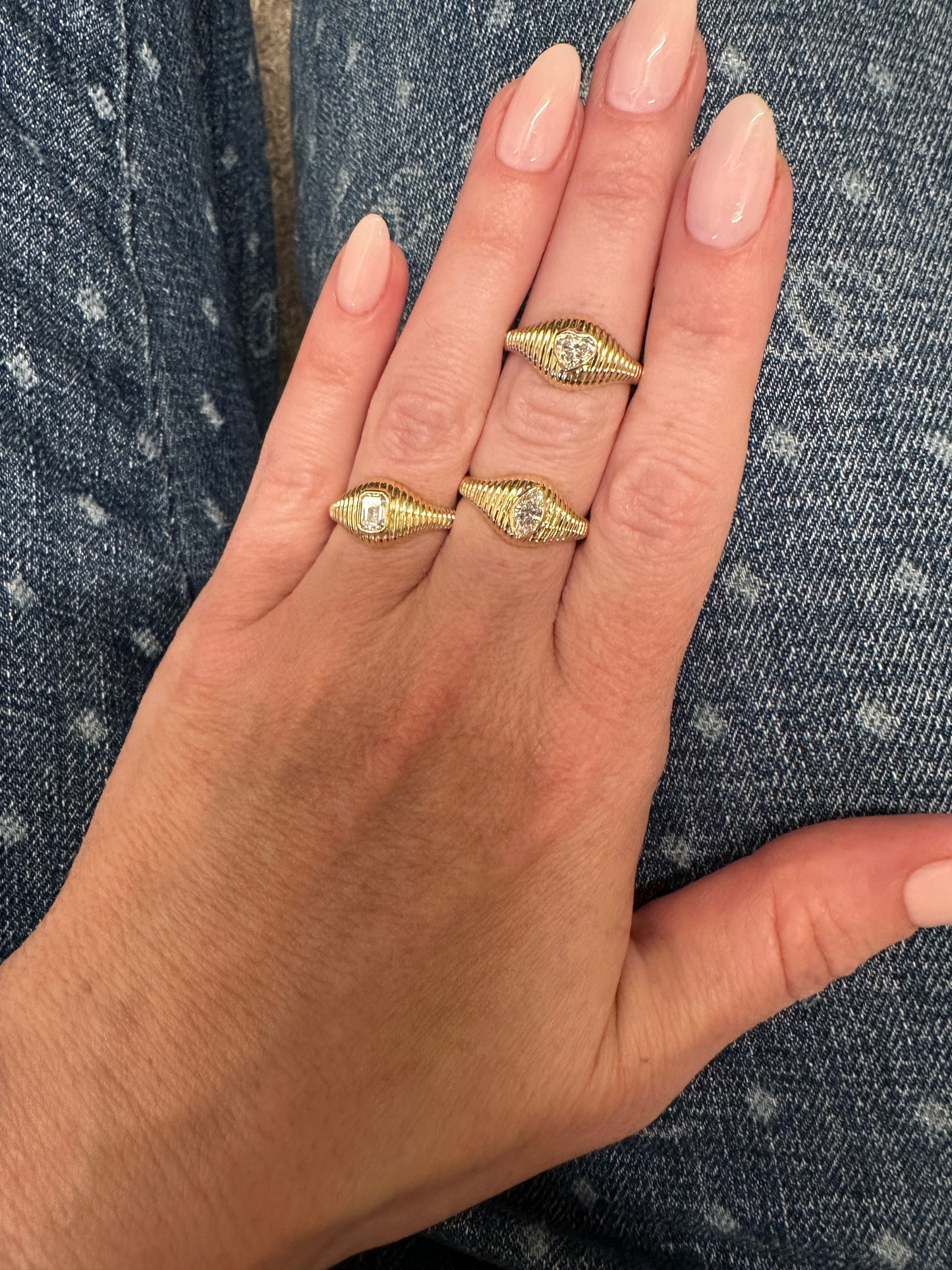 Fluted Emerald Cut Diamond Ring