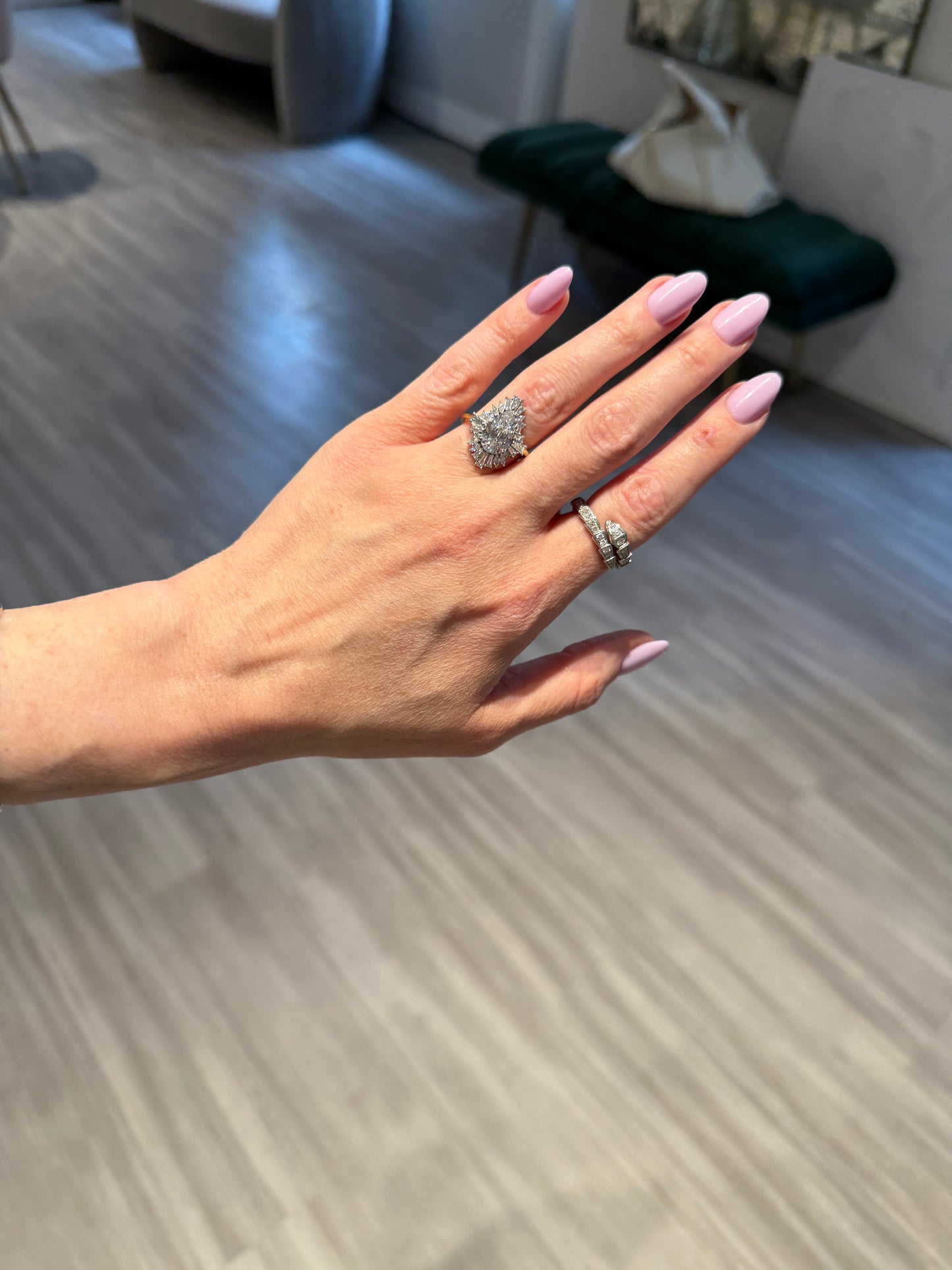 Vintage Inspired Ballerina Style Lab Diamond Ring
