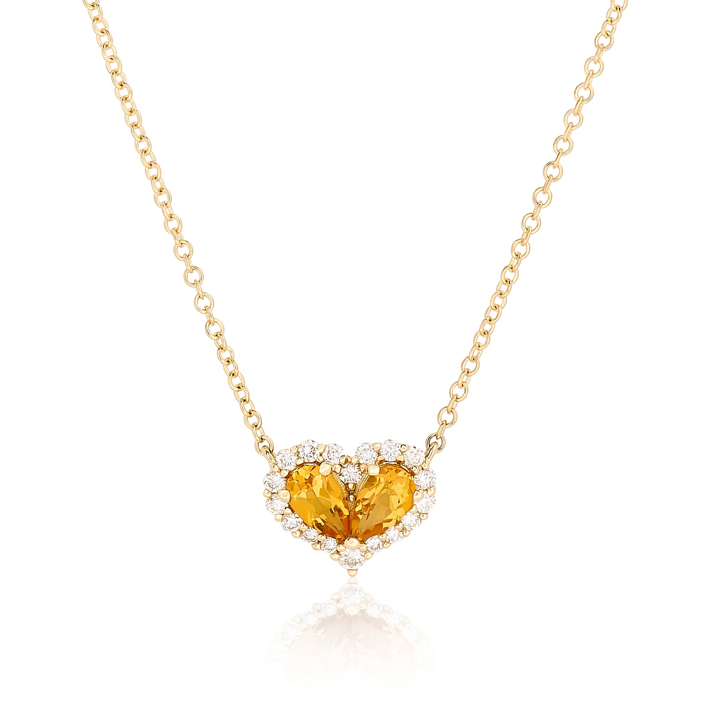 Chubby Citrine and Diamond Heart Pendant
