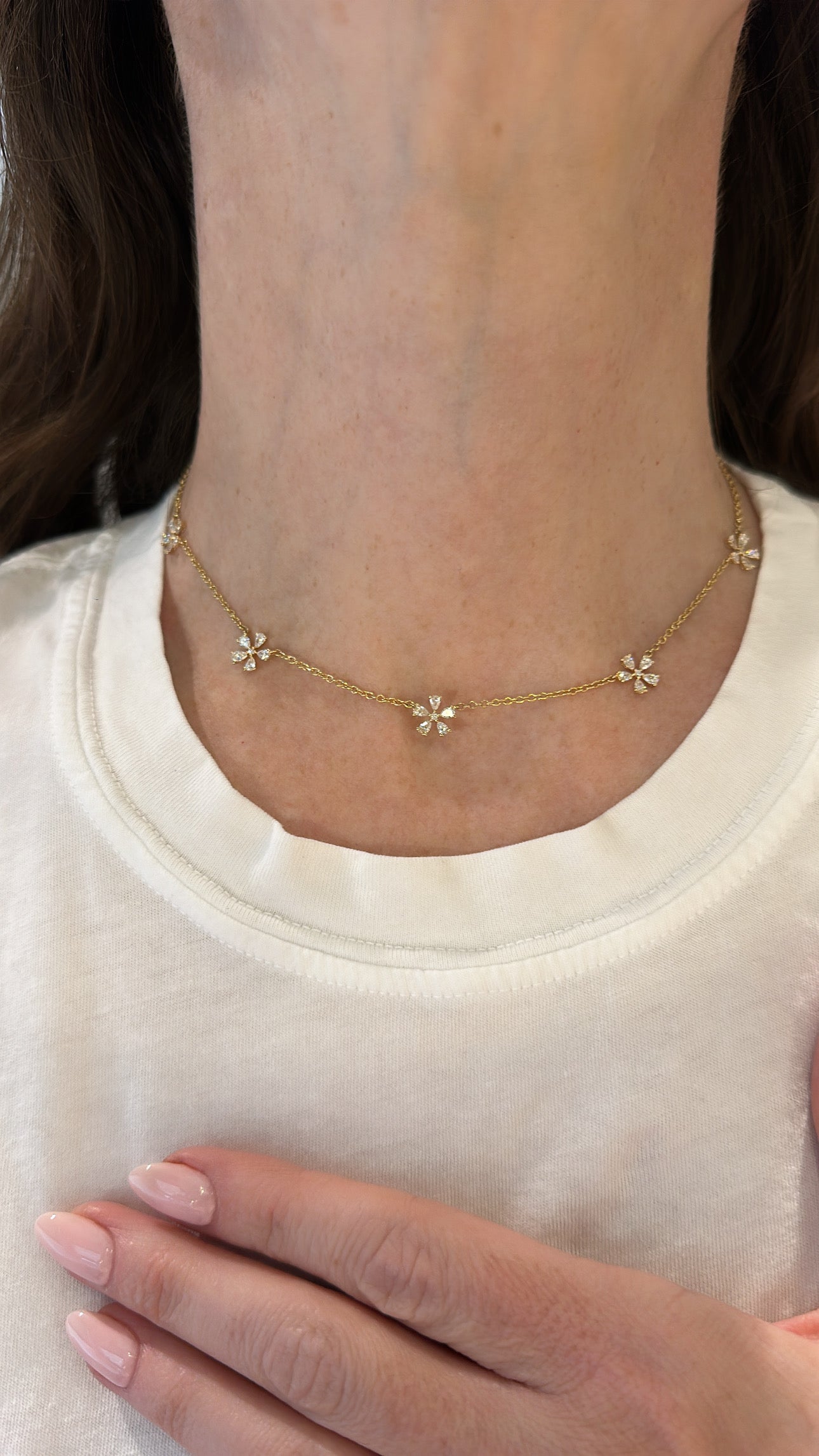 Five Flower Diamond Necklace