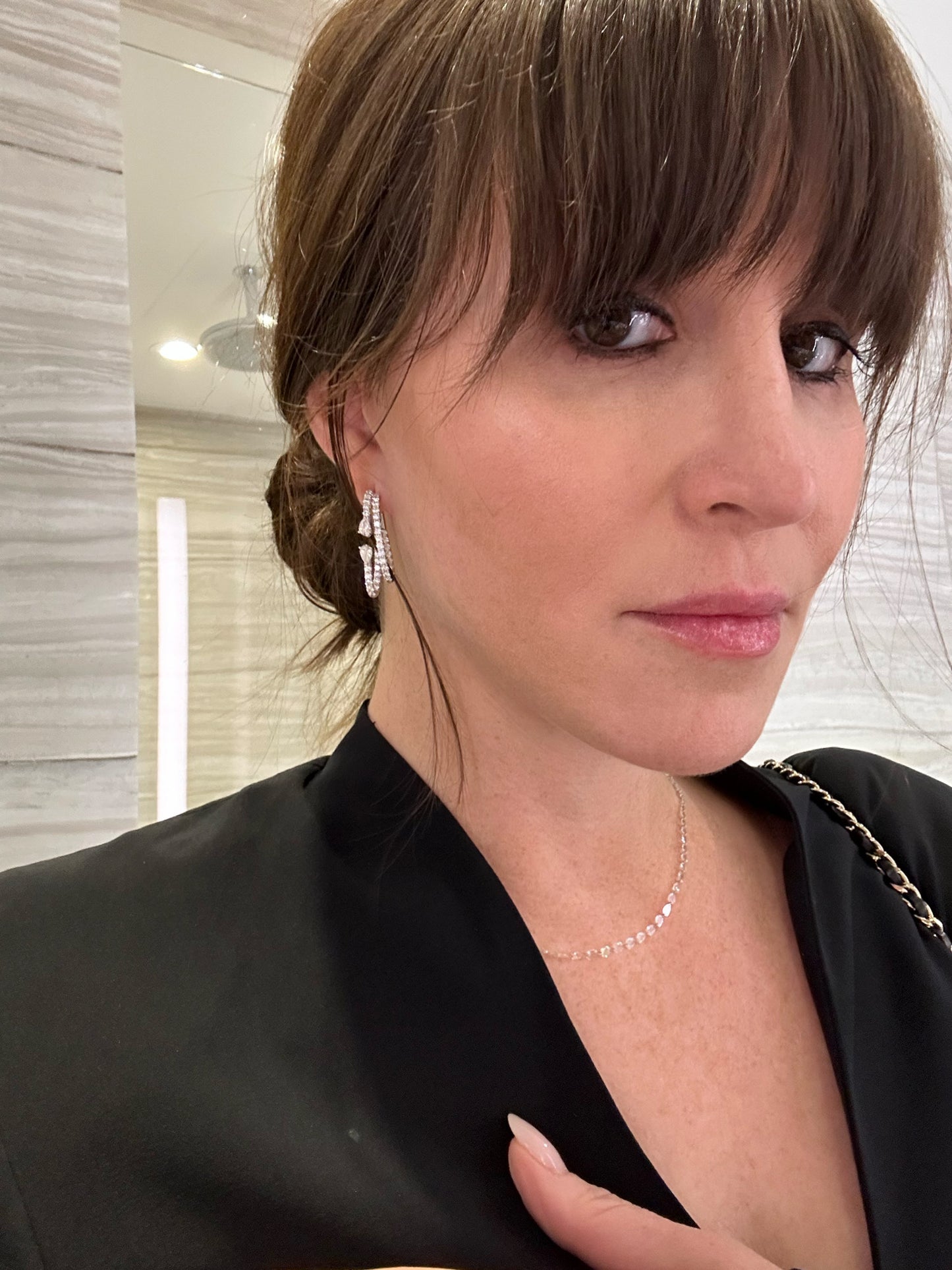 Double Row Diamond Hoop Earrings