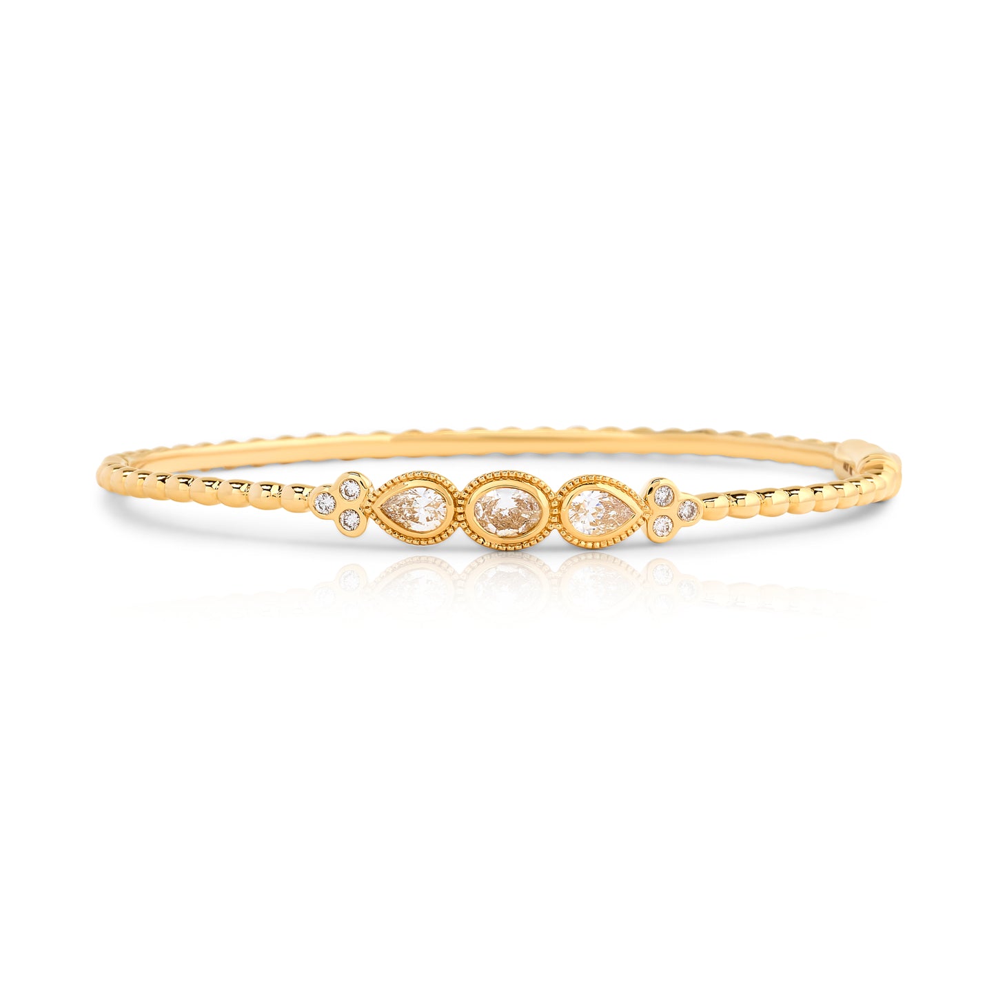 Beaded Style Diamond Bangle Bracelet